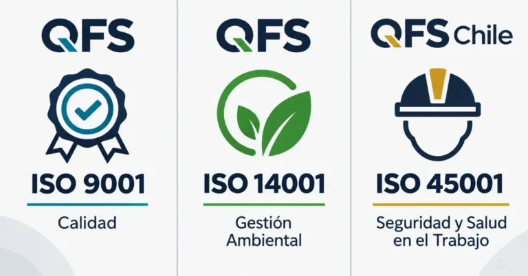Certificaciones QFS: ISO 9001 Calidad, ISO 14001 Gestión Ambiental e ISO 45001 Seguridad y Salud en el Trabajo